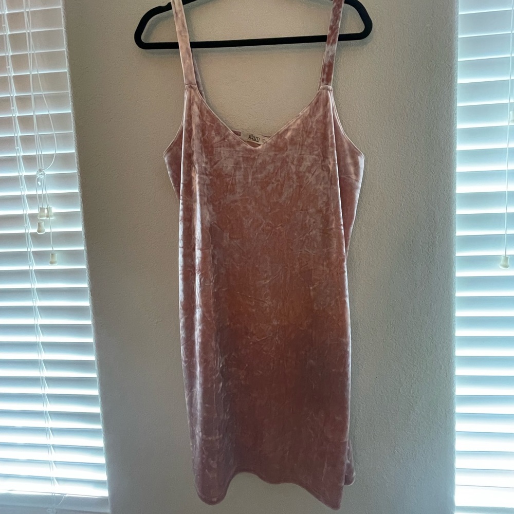 Pink crushed velvet mini dress!